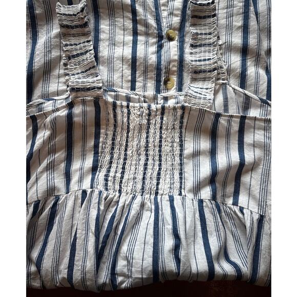 Mlle Gabrielle Cotton Midi Dress 3X Blue White Stripe Sleeveless - Picture 6 of 7